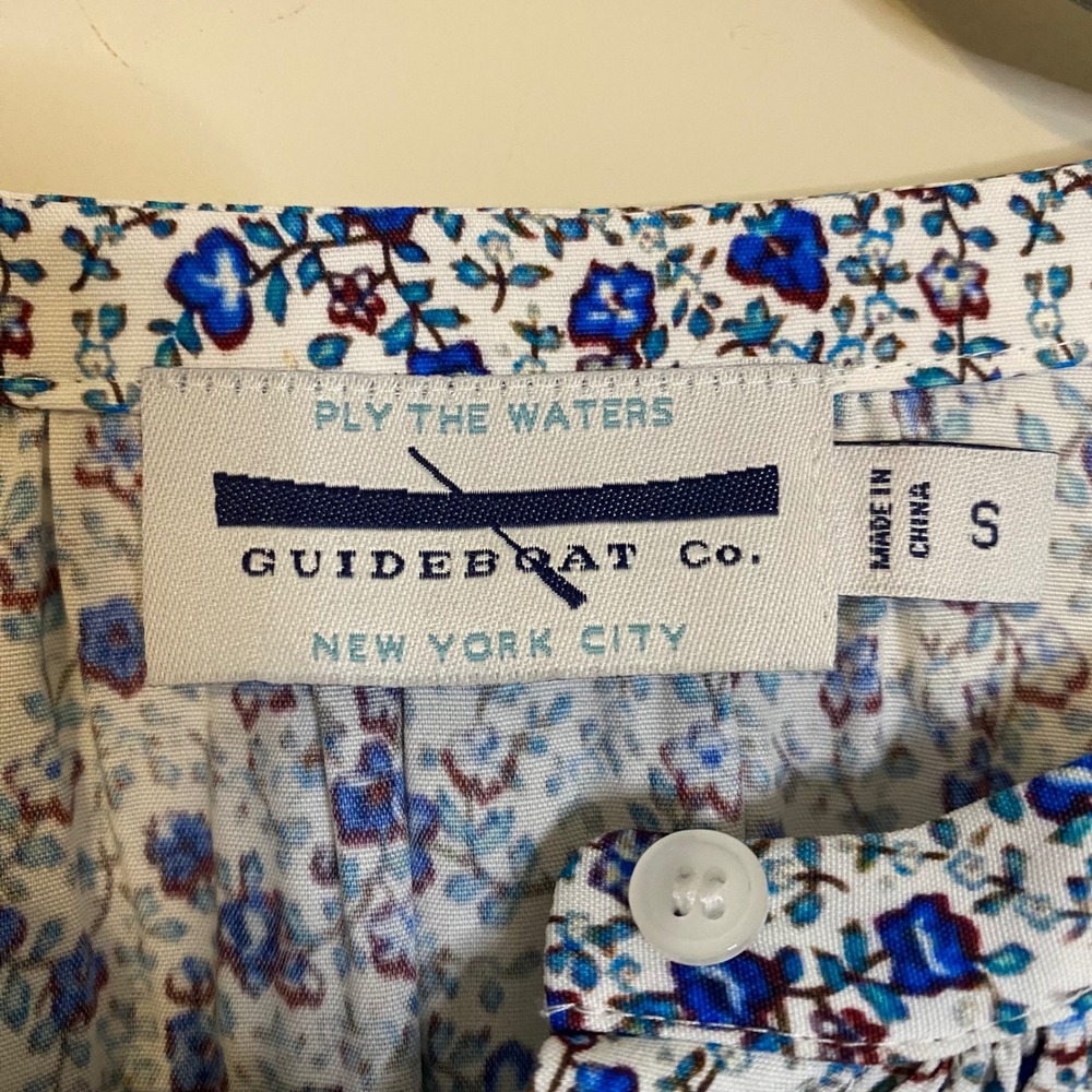 Guideboat Co Womens Blue White Ditsy Floral Button Down Blouse Shirt Small - Picture 3 of 5